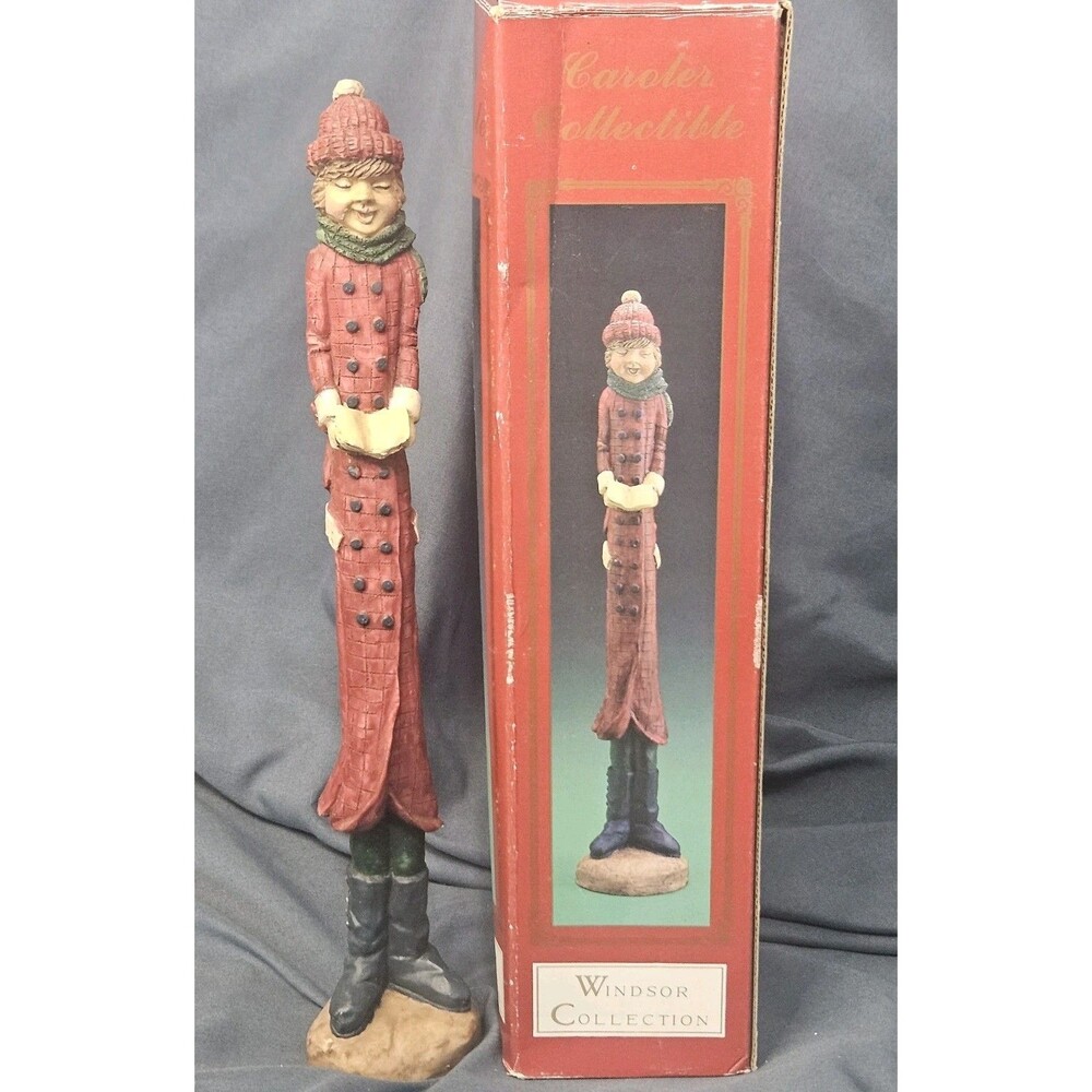 Windsor Collection Pencil Man Christmas Caroler 12inch Figurine